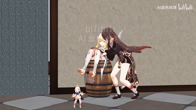 [Genshin Impact] Hutao And Lumine Chasing Paimon | Tom And Jerry