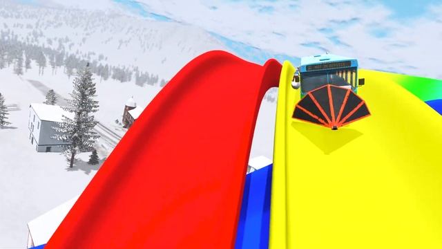 Cars Tractor vs Portal Trap with Slide Colors Rescue Car - BeamNG.Drive смотреть онлайн