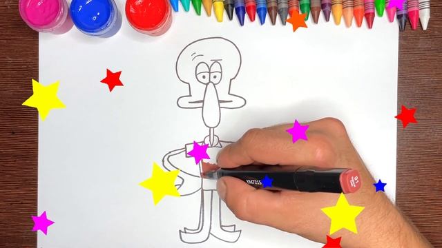 Как нарисовать сквидварда | How to draw a squidward | простое рисование сквидворда для детей смотреть онлайн