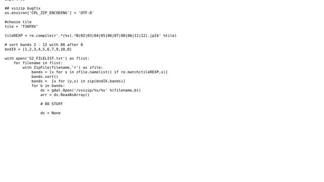 GIS: Read Sentinel-2 zip-file into memory using gdal in python смотреть онлайн