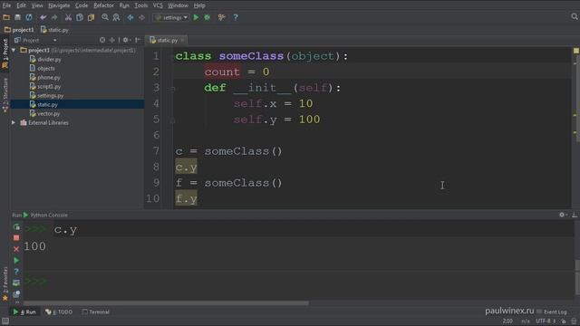 09 Python Intermediate Статические атрибуты и методы класса смотреть онлайн