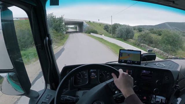 POV Driving Mercedes Actros - Narrow Road