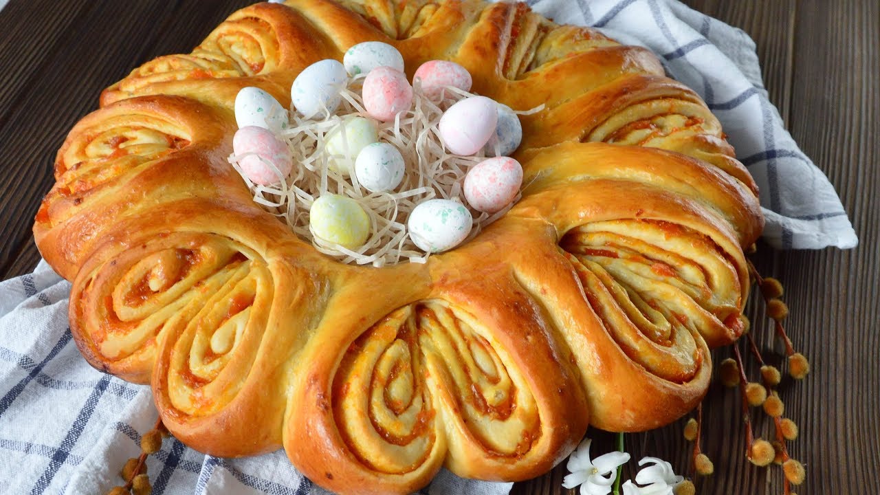 Пасхальный ВЕНОК ☆ Дрожжевой ПИРОГ с курагой смотреть онлайн