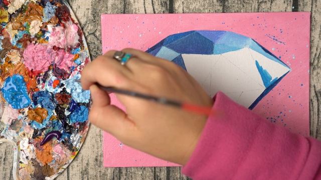 How to draw a diamond / Step by Step - Acrylic painting / Homemade Illustration смотреть онлайн