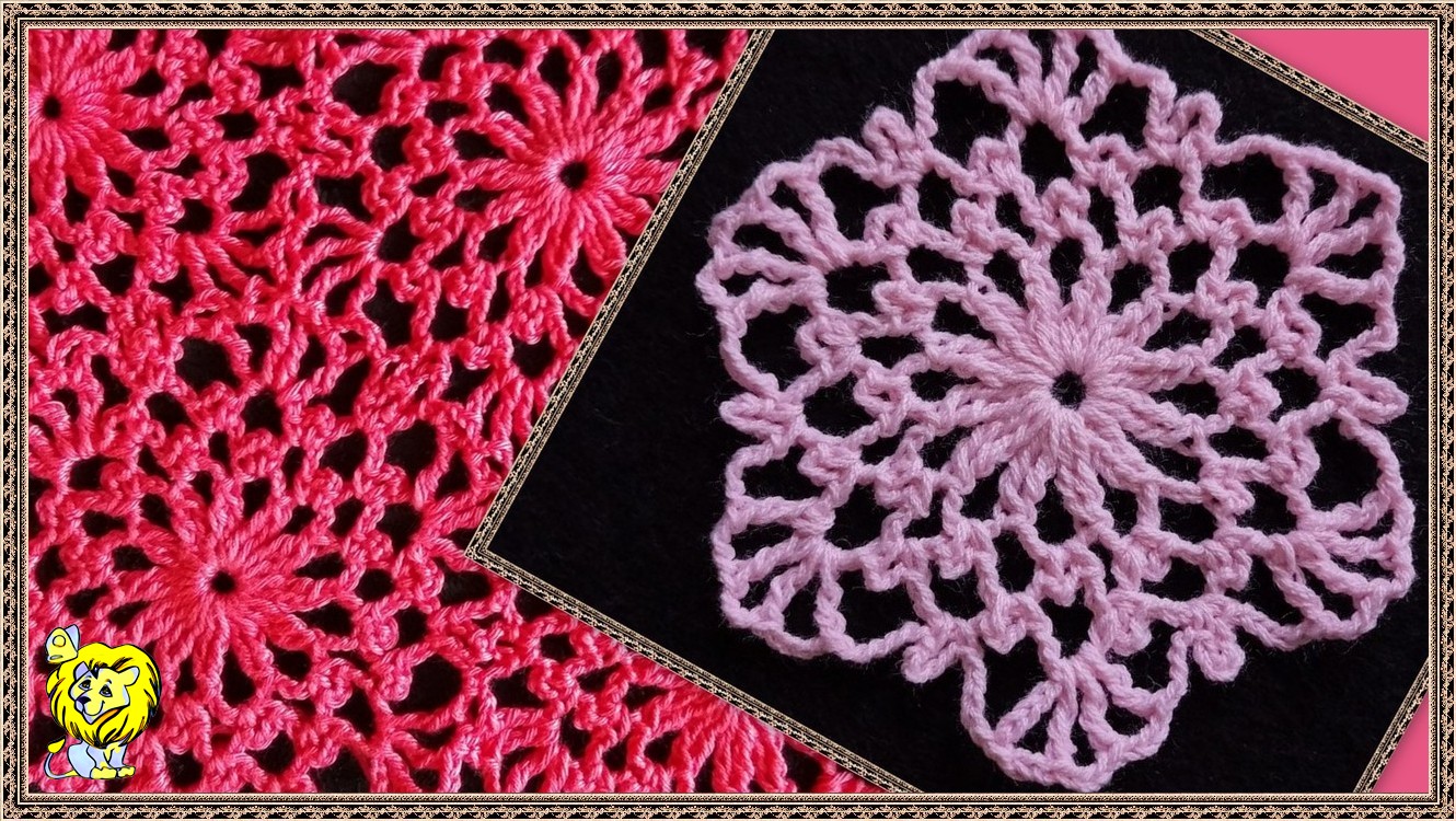 Шестиугольный мотив крючком, соединение мотивов смотреть онлайн