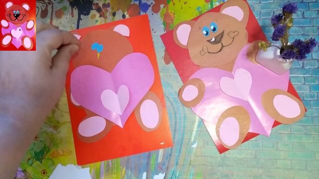 Мишка с сердечком -открытка на 14 февраля делаем своими руками! смотреть онлайн