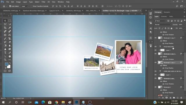 How to Make Polaroid Frame Photo Collage using Photoshop For Travel Vlog Banner смотреть онлайн