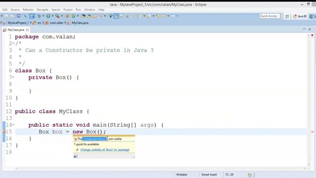 Can a Constructor be private in Java ? смотреть онлайн