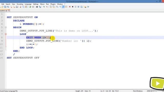 72. LOOP Looping Command in PL/SQL Oracle смотреть онлайн