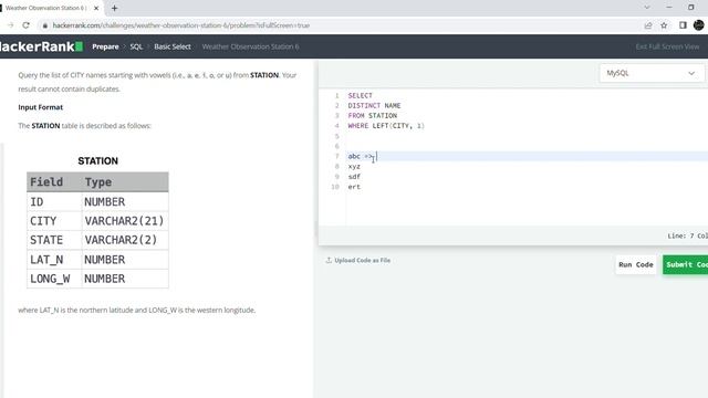 HackerRank SQL || Weather Observation Station 6 || SQL Learning смотреть онлайн