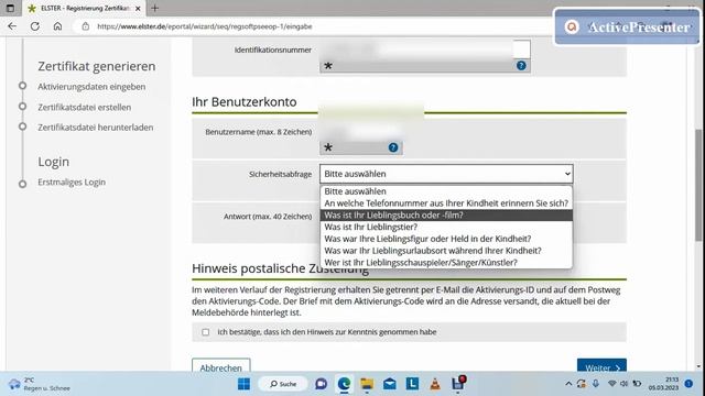 Регистрация на Elster часть 1