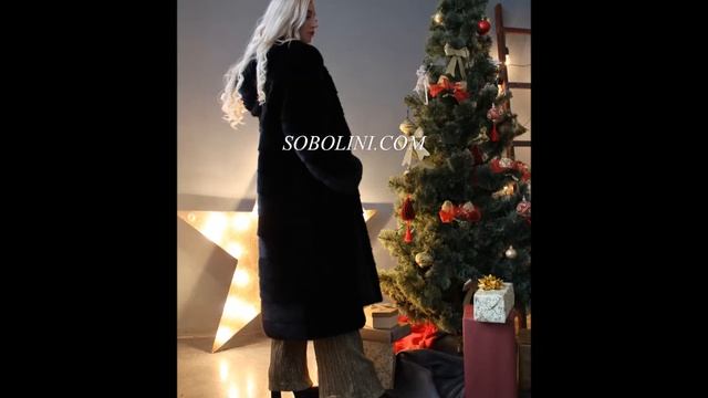 Celebrity коллекция! Длинная черная шуба из норочки с капюшоном, 110см смотреть онлайн