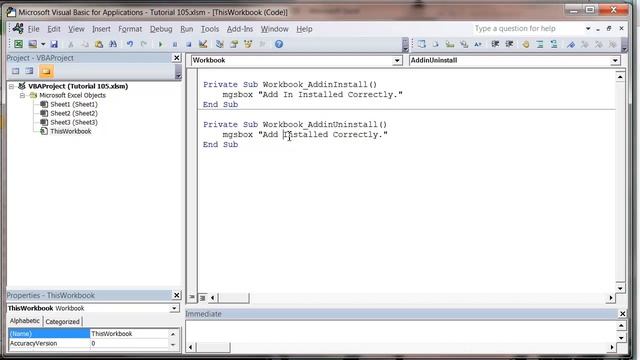 Excel 2010 VBA Tutorial 105 - Add-In Events смотреть онлайн