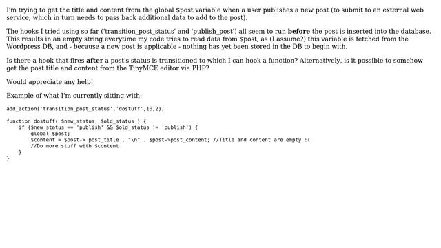 Wordpress: Unable to get content from $post on first publish (2 Solutions!!) смотреть онлайн