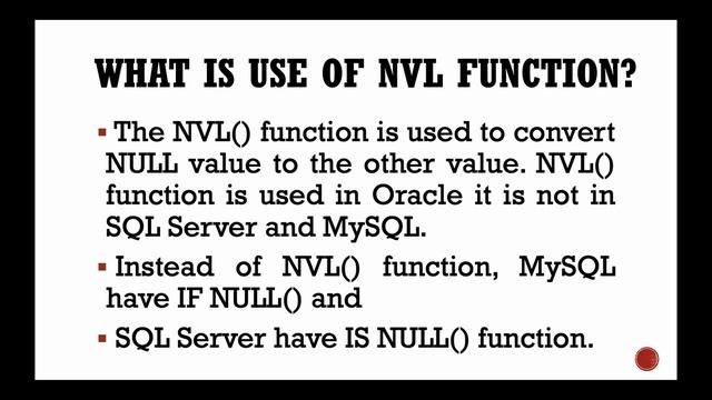 What is use of NVL function? смотреть онлайн