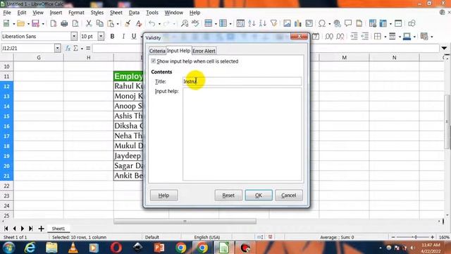 Data Validation in Libreoffice Calc || Libreoffice calc tutorial смотреть онлайн