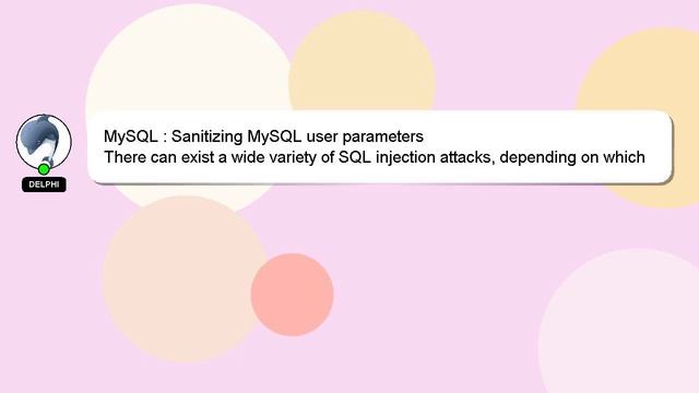 MySQL : Sanitizing MySQL user parameters смотреть онлайн