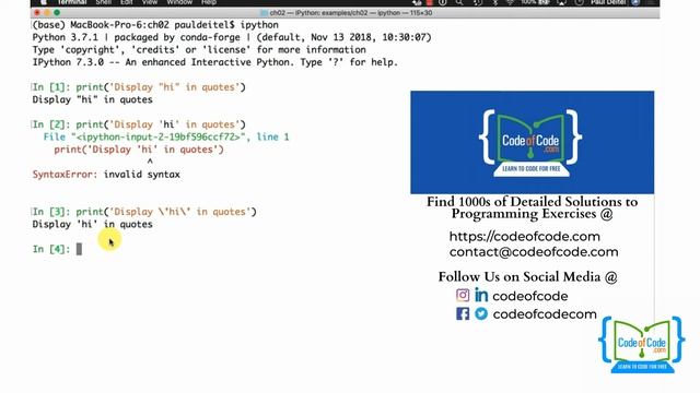 Learn Python | Chapter 02: Intro to Python Programming Ep.4: Triple-Quoted Strings | CodeOfCode смотреть онлайн
