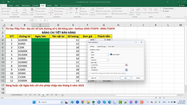 Ràng buộc dữ liệu trong Excel - Data Validation смотреть онлайн