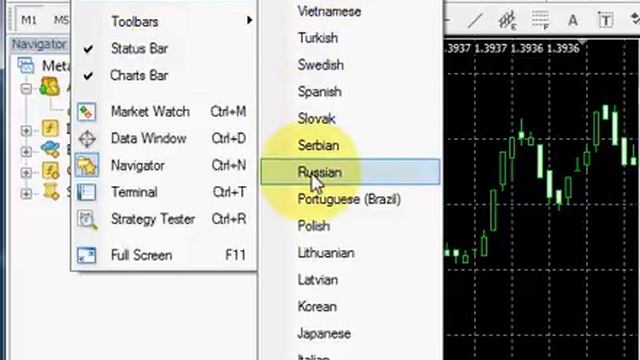 Как установить в терминале русский язык интерфейса смотреть онлайн