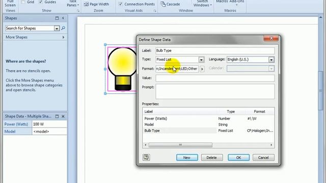 7.2 Creating Visio Shape Data Fields смотреть онлайн
