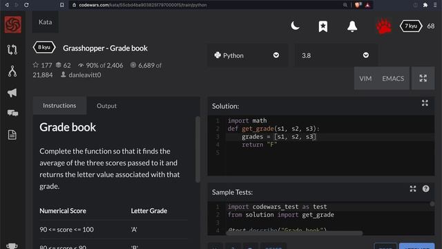 Codewars - Python - Grade book смотреть онлайн