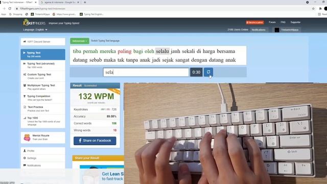 10FastFingers - Typing Test Indonesia 144 WPM смотреть онлайн