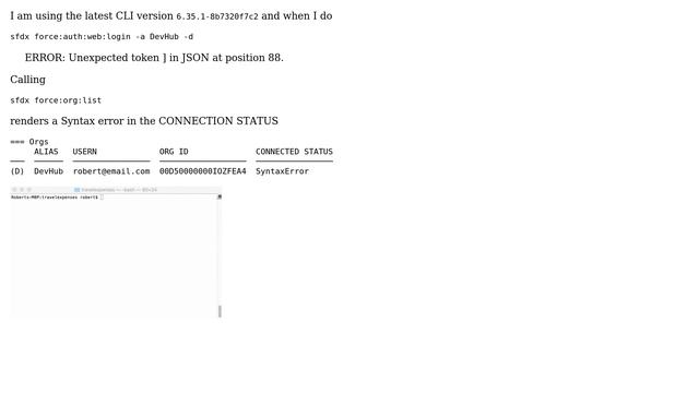 Salesforce: SFDX CLI fails to connect to orgs with JSON error смотреть онлайн