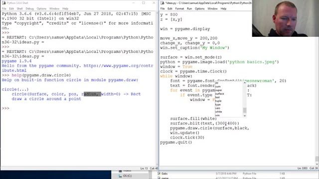 Python Basics Pygame Draw Circle Method смотреть онлайн