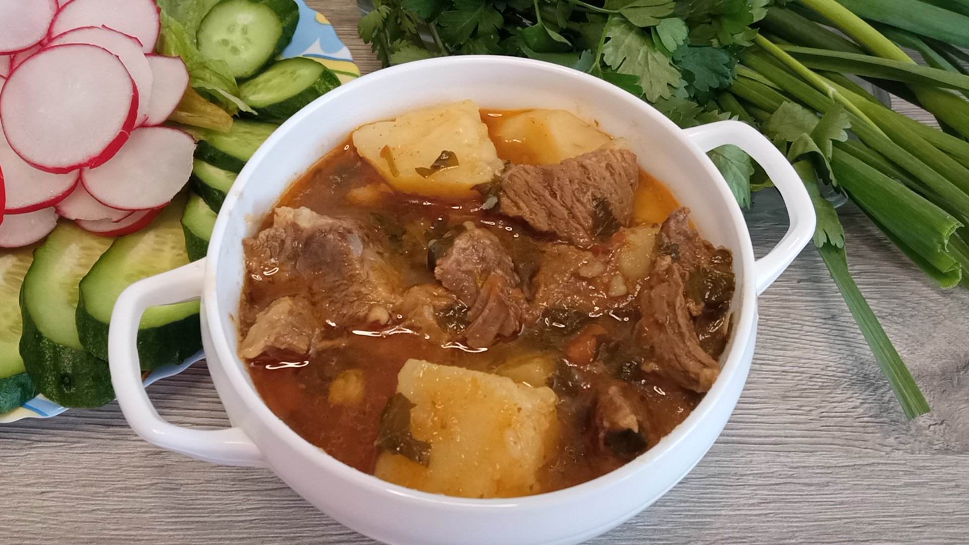 СОУС С МЯСОМ И КАРТОШКОЙ