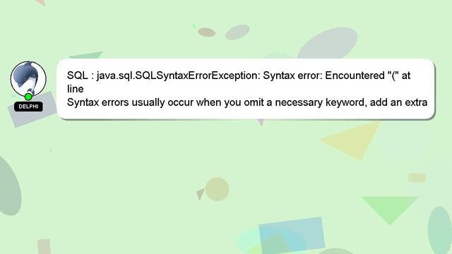 SQL : java.sql.SQLSyntaxErrorException: Syntax error: Encountered "(" at line смотреть онлайн