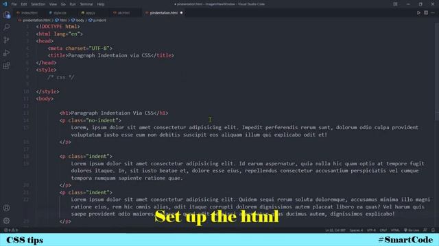 Paragraph indentaion in CSS | HTMl | CSS | #SmartCode смотреть онлайн