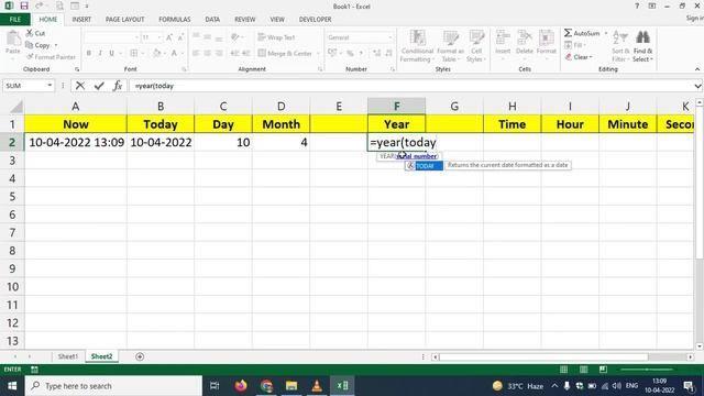 Excel Formula | Now | Today | Day | Month | Year | Date | Time | Hour | Minute | Second | in Hindi смотреть онлайн