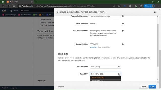 AWS ECS Fargate cluster, task definition with nginx image demo смотреть онлайн