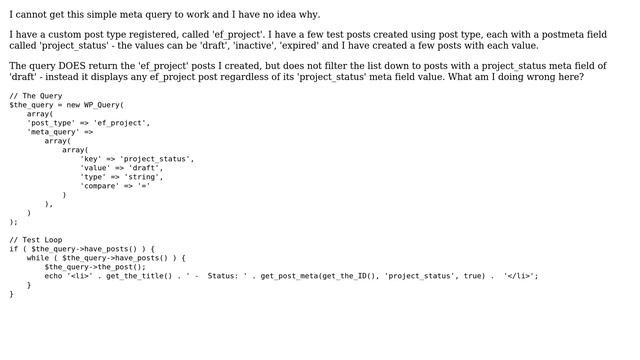 Wordpress: Can't get simple meta queries to work смотреть онлайн
