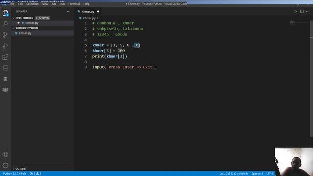 Cambodia (Khmer) Python Lesson 8 list смотреть онлайн