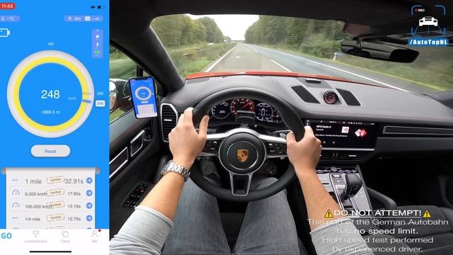 2021 Porsche Cayenne GTS 0-266KMH on AUTOBAHN  EXHAUST SOUND by AutoTopNL