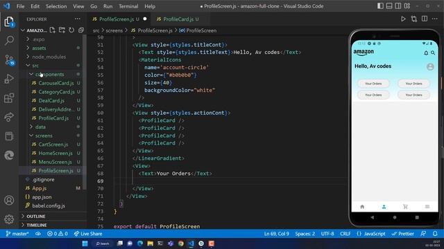 Build Amazon Clone | PART 2| Profile Screen | React Native | Beginner Friendly | Expo смотреть онлайн