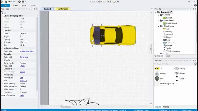 [Construct 2] Уроки: поведение car, управление машиной смотреть онлайн