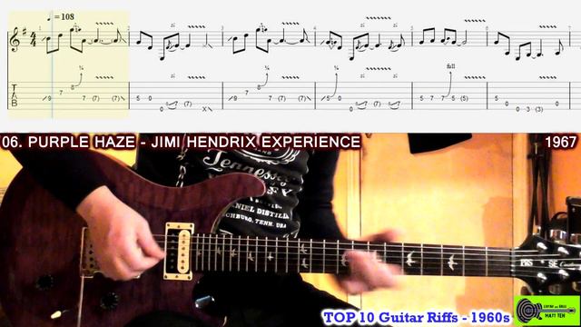 GUITAR RIFFS 1960s DECADE TOP 10 - BEST ICONIC SIXTIES RIFFS With TABS