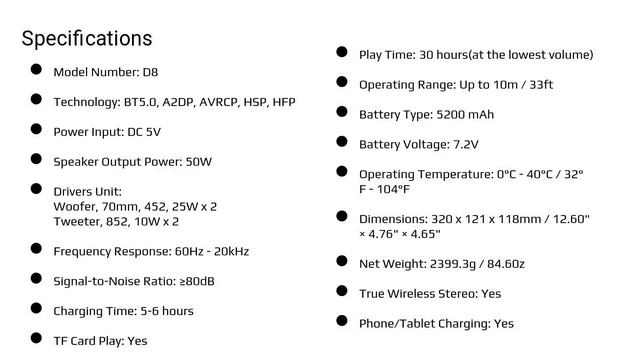 W-KING D8 Outdoor Wireless Speaker User Manual & Setup Guide смотреть онлайн