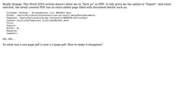 How to save a Word 2016 doc as a PDF without the creation of another page that's filled with all... смотреть онлайн