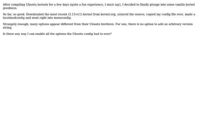 Ubuntu: Kernel.org kernel config options different from Ubuntu ones смотреть онлайн