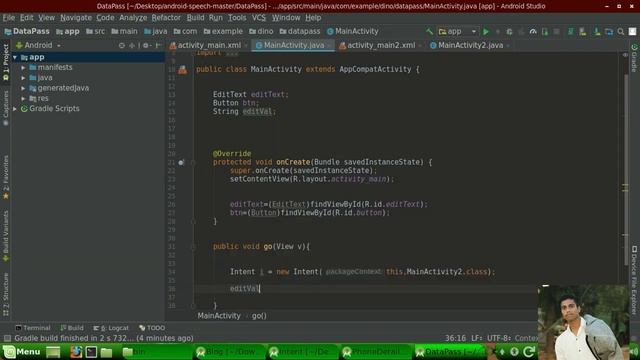 Android Tutorial (2019)-07-How to Datapass One Activity to Another Activity Using Intent-part2 смотреть онлайн