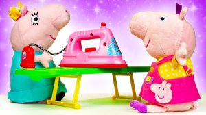 Свинка Пеппа порвала любимое платье! Мама Свинка знает как помочь. Мягкие игрушки в видео для детей