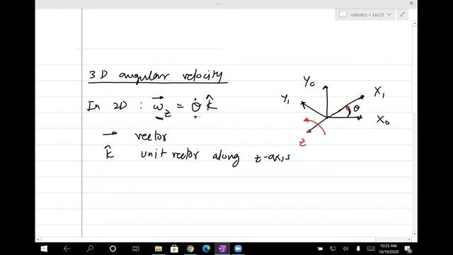 Robotics Lec21: 3-2-1 Euler Angles, 3D angular velocity (Fall 2020) смотреть онлайн