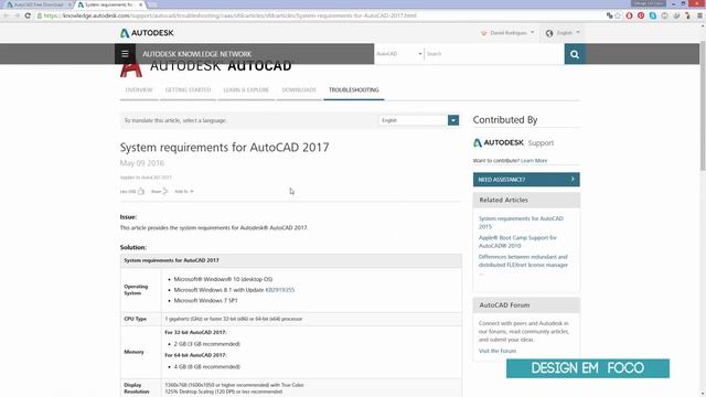 Curso Essencial Autocad 2017 - Aula 02 Baixando o Autocad e Requisitos do sistema смотреть онлайн
