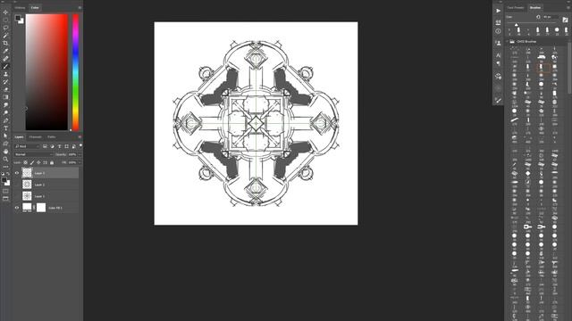 Mandala symmetry sketches in Photoshop смотреть онлайн