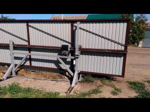 Откатные ворота самодельные. Проём 5 метров