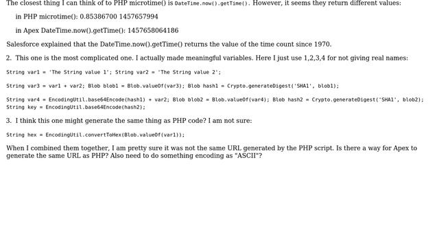 Salesforce: Apex equivalent of PHP sha1() and some more encoding methods смотреть онлайн